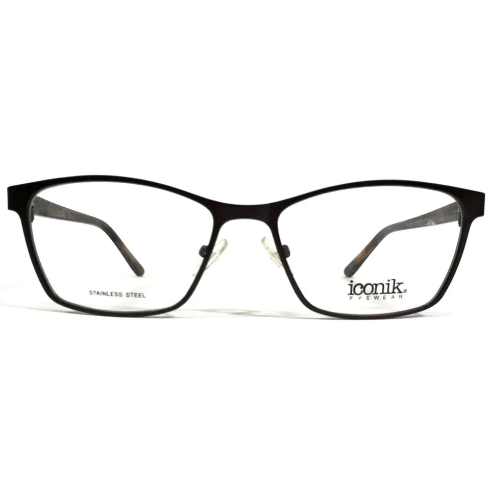 Iconik Eyeglasses Frames Shai C01 Brown Tortoise Square Full Rim 52-16-140